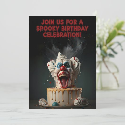 Spooky Clown Birthday Invitation Card 招待状 (スタンド正面)