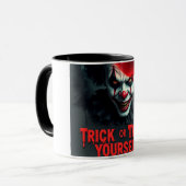 Spooky Clown Trick-or-Treat Halloween Mug マグカップ (正面左)