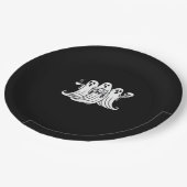 Spooky Coffee Sipping Pumpkin Holding ペーパープレート (アングル)