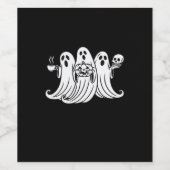 Spooky Coffee Sipping Pumpkin Holding ワインラベル (シングルラベル)