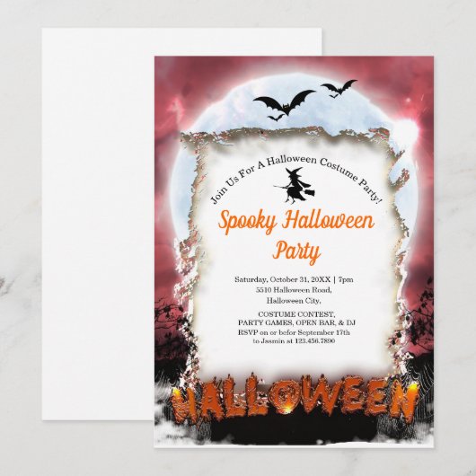 Spooky Costume Halloween Party  招待状 (正面/裏面)