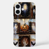 Spooky Cozy iPhone Case Ghost Pumpkin Bookshelf Case-Mate iPhoneケース (裏面)