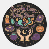  Spooky Cozy Witchy Brews | Cute Halloween Aesthet ラウンドシール (正面)