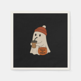 Spooky Cute Adorable Ghost Red Beanie Halloween  スタンダードカクテルナプキン