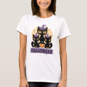 Spooky Cute Black Cat Halloween Autumn Pumpkin  Tシャツ (正面)