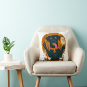 Spooky Cute Black Dog with Ghost  クッション (椅子)