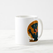 Spooky Cute Black Dog with Ghost  コーヒーマグカップ (正面右)