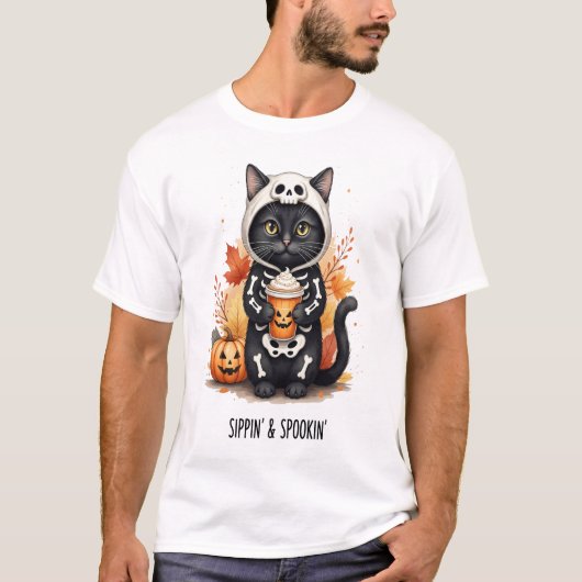 Spooky Cute Cat Halloween Tシャツ (正面)