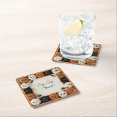 Spooky Cute Crochet Pumpkin Halloween Coasters  スクエアペーパーコースター (インサイチュ)