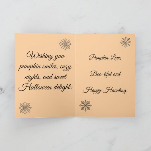  Spooky Cute Crochet Pumpkin Halloween Greeting  カード (内部)