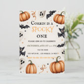 Spooky Cute Ghost & Bat Halloween Birthday Invitat 招待状 (スタンド正面)