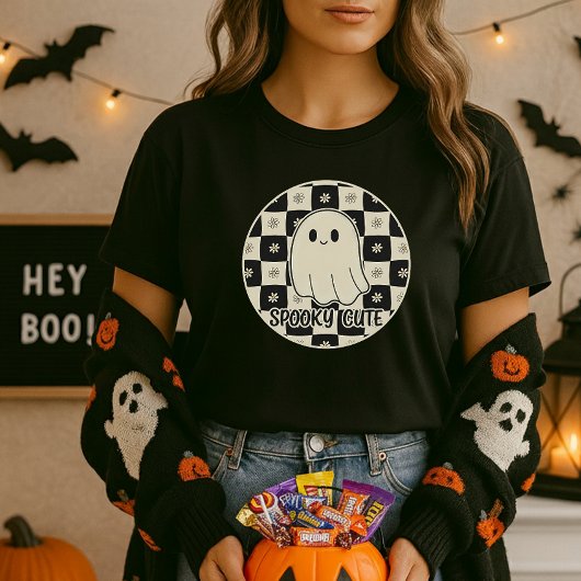 Spooky Cute Ghost Checkerboard Tシャツ