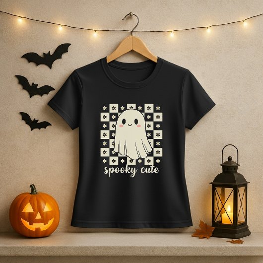 Spooky Cute Ghost Checkerboard Tシャツ