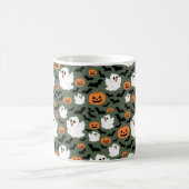 Spooky Cute Ghost Chickens with Pumpkins and Bats  コーヒーマグカップ (中央)