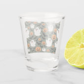 Spooky Cute Ghost Chickens with Pumpkins and Bats  ショットグラス (裏面)