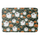 Spooky Cute Ghost Chickens with Pumpkins and Bats バスマット (正面)