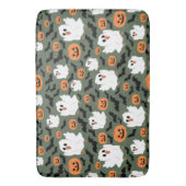 Spooky Cute Ghost Chickens with Pumpkins and Bats バスマット (正面縦)