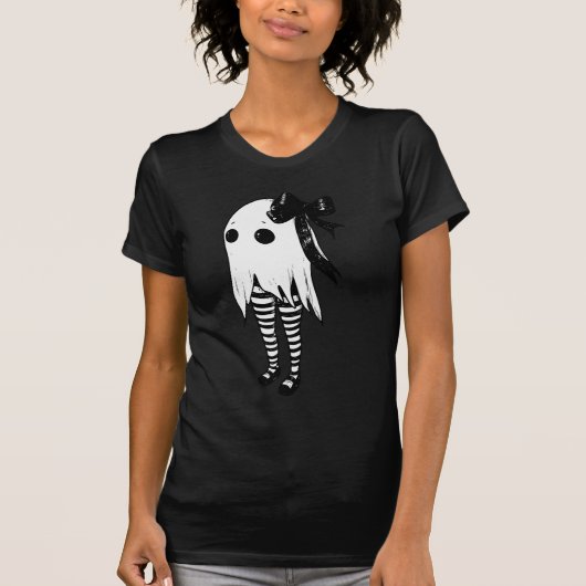 Spooky Cute Ghost in Striped Leggings Halloween  Tシャツ (正面)