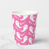 Spooky Cute Ghost Pattern Halloween Pink Paper cup 紙コップ (裏面)