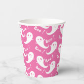 Spooky Cute Ghost Pattern Halloween Pink Paper cup 紙コップ (正面)