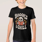 Spooky Cute Ghost Reading Book トライブレンドＴシャツ (正面)