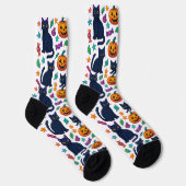 Spooky Cute Halloween Cat & Pumpkin Crew Socks ソックス (右)