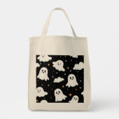 Spooky Cute Halloween Ghost Cloudy Star Sky トートバッグ (裏面)