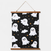 Spooky Cute Halloween Ghost Cloudy Star Sky 吊り下げ型タペストリー (正面)