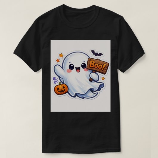 Spooky-Cute Halloween Ghost Sticker Tシャツ (デザイン正面)