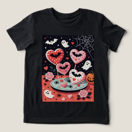 Spooky-cute Halloween Illustration of Heart  トライブレンドＴシャツ (デザイン正面)
