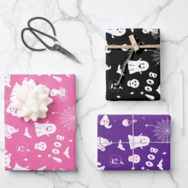 Spooky Cute Halloween Pattern Wrapping Paper Sheet ラッピングペーパーシート