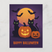Spooky Cute Halloween Postcard – Black Cats & Pump ポストカード (正面)