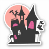 Spooky Cute House Sticker – Soft Ghost Vibes シール (正面)