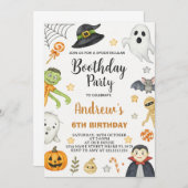 Spooky Cute Kids Halloween Birthday Party Invite 招待状 (正面/裏面)