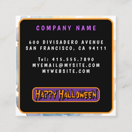 Spooky Cute Modern Halloween Collection スクエア名刺 (裏面)