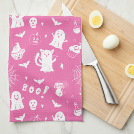 Spooky Cute Pink Halloween Kitchen Towel キッチンタオル
