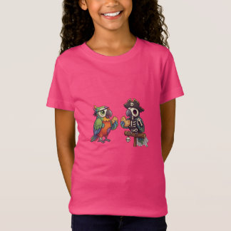 Spooky Cute Pirate Skeleton Parrots Halloween Tシャツ