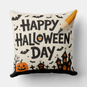 Spooky Cute Pumpkin & Ghost Design クッション (裏面)