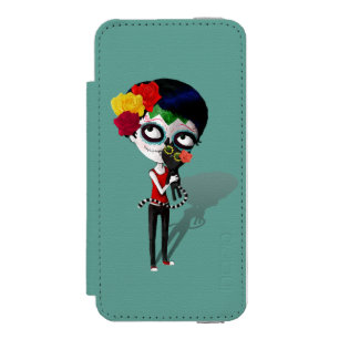 spooky Dia de Los Muertos Girl iPhone SE/5/5sウォレットケース