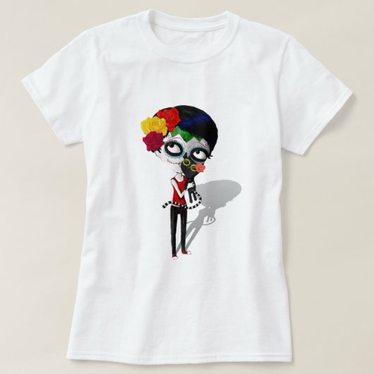 spooky Dia de Los Muertos Girl Tシャツ (デザイン正面)