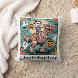 Spooky Dino Rider – Skeleton on Mummy T-Rex  クッション