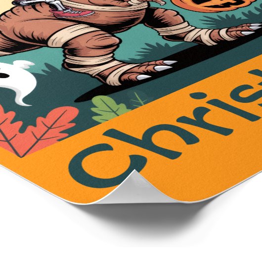 Spooky Dino Rider – Skeleton on Mummy T-Rex  ポスター (角)