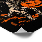 Spooky Dinosaur Skeleton Scary Pumpkin Moon Hallow ポスター (角)