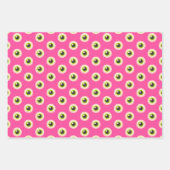Spooky Eyeball Pattern Pink Purple Green Halloween ラッピングペーパーシート (正面2)