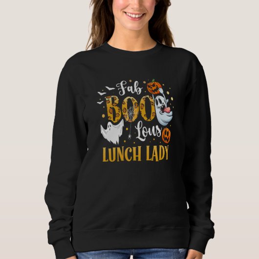 Spooky Fab Boo Lous Ghost Halloween Lunch Lady スウェットシャツ (正面)
