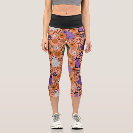 Spooky floral カプリレギンス (正面)