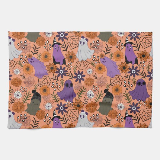 Spooky floral キッチンタオル (横)
