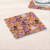 Spooky floral スクエアペーパーコースター (アングル)