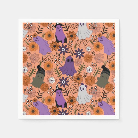 Spooky floral スタンダードカクテルナプキン (正面)