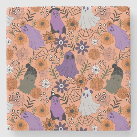 Spooky floral ストーンコースター (正面)